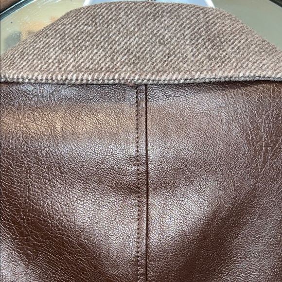 By Anthropologie Vegan Leather Twill Mixed Media Cocoon Moto Jacket S - Picture 10 of 12